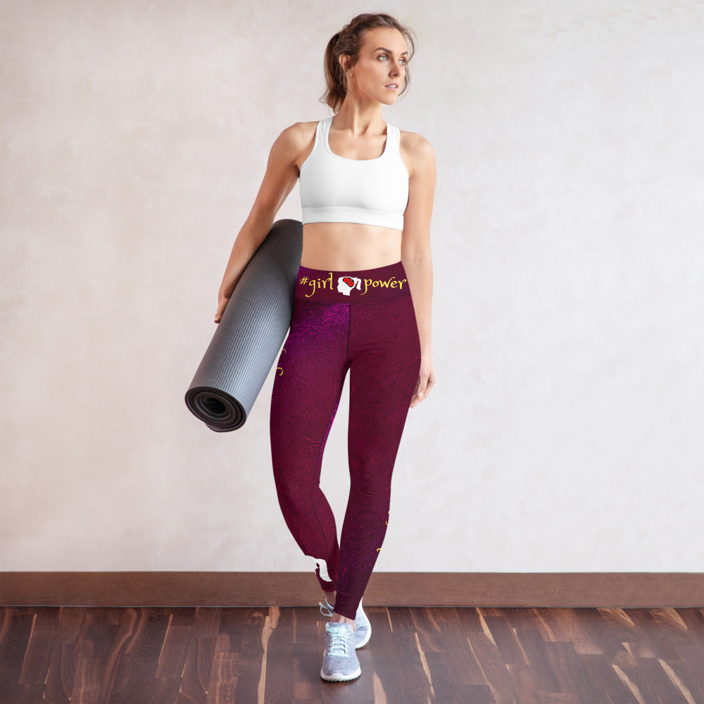 Athletic Wear Leggings for Active Girls- #girlpower. Wear-Your-Attitude Yoga Pants- Black, Beige, Plum . WickedYo.